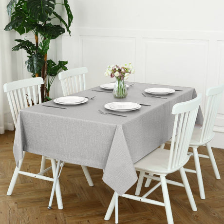 Linen Look Grå - Ensfarvet voksdug i hørlook, præget overflade, miljø