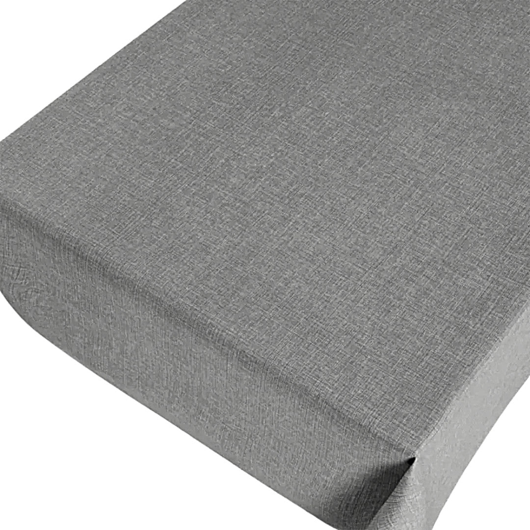 Linen Look Stone - Ensfarvet voksdug i hørlook, præget overflade, mønster