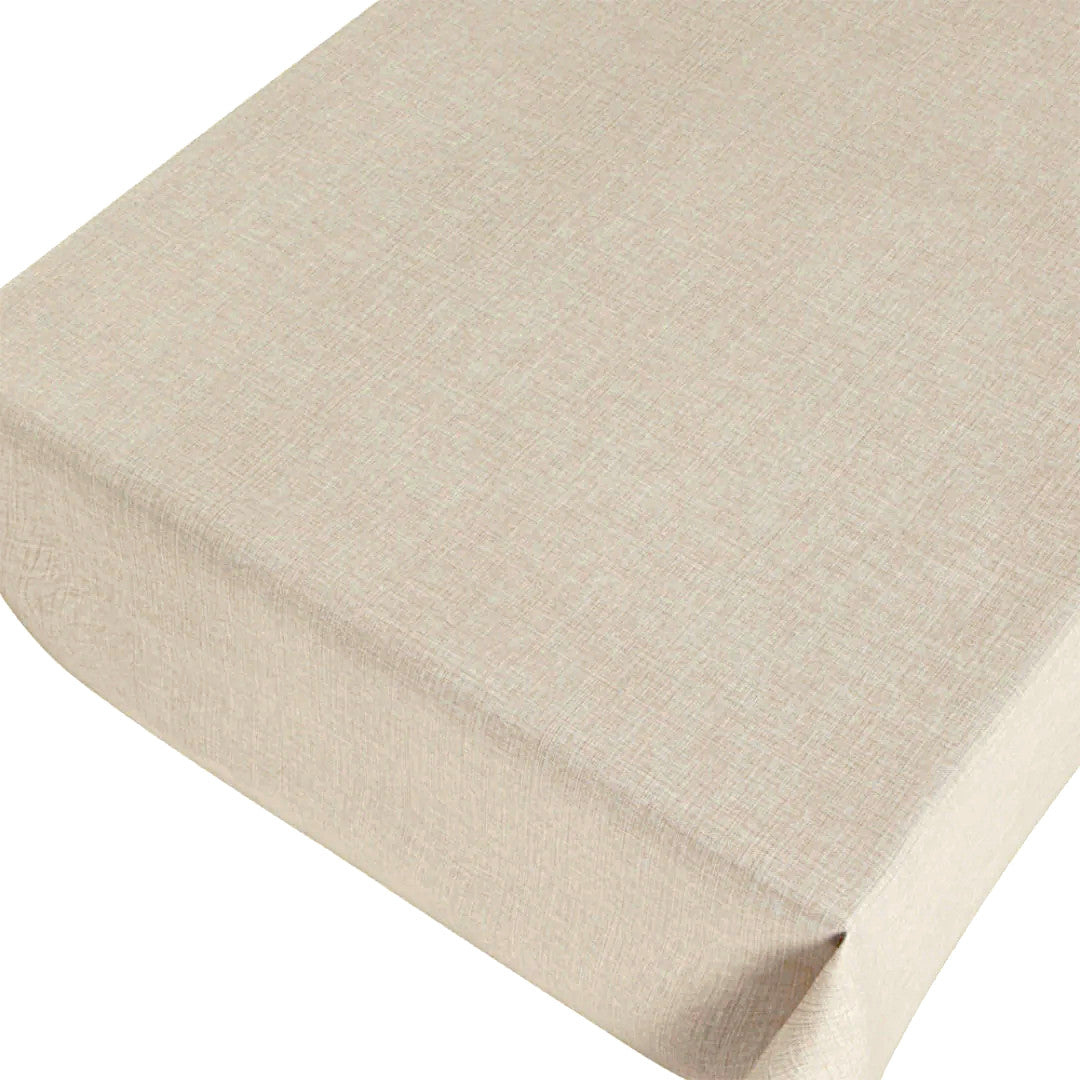 LÆNGDE: 2,4 m - Linen Look Taupe - ensfarvet voksdug i hørlook med præget overflade