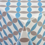 Luna Blue - Hvid voksdug med retro cirkelmønster