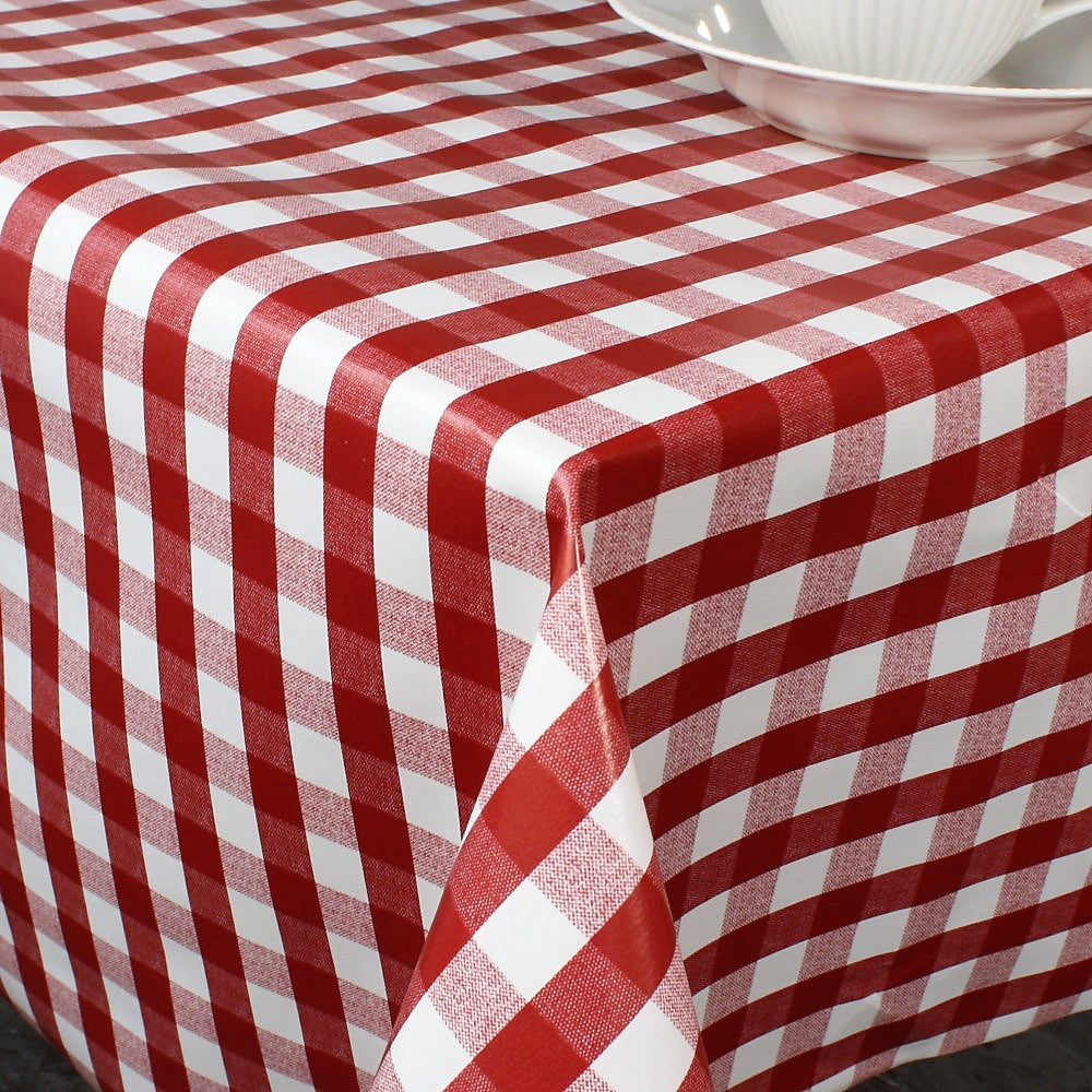 Voksdug med bordeaux og hvide tern - 2 x 2 cm