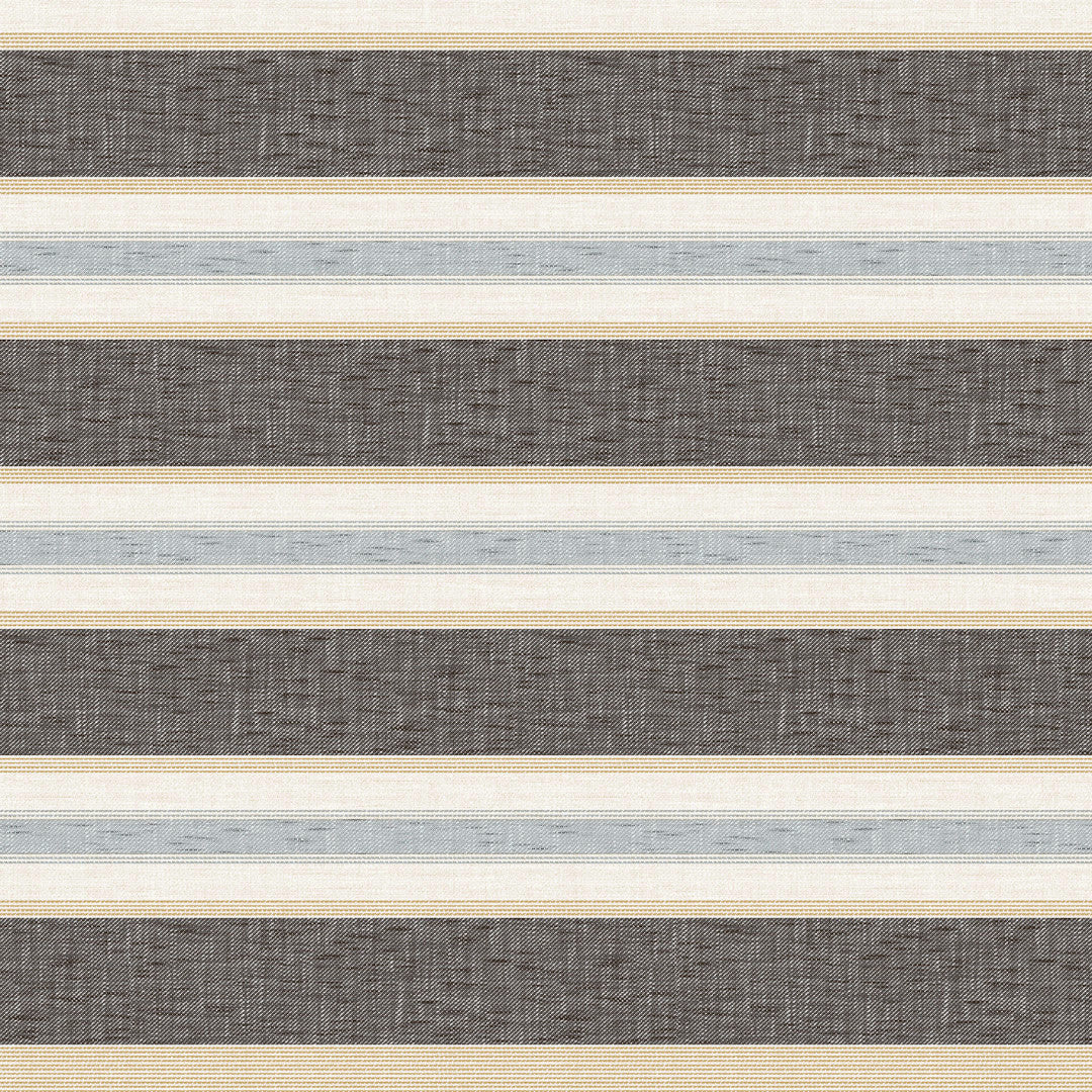 Volmer Striber Sort - Voksdug med hørlook