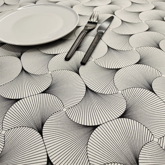 York Sort - Akryldug i 100% bomuld med flot grafisk mønster, 155 cm bred